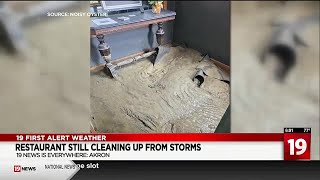 Akron restaurant cleaning up days after storms flood building