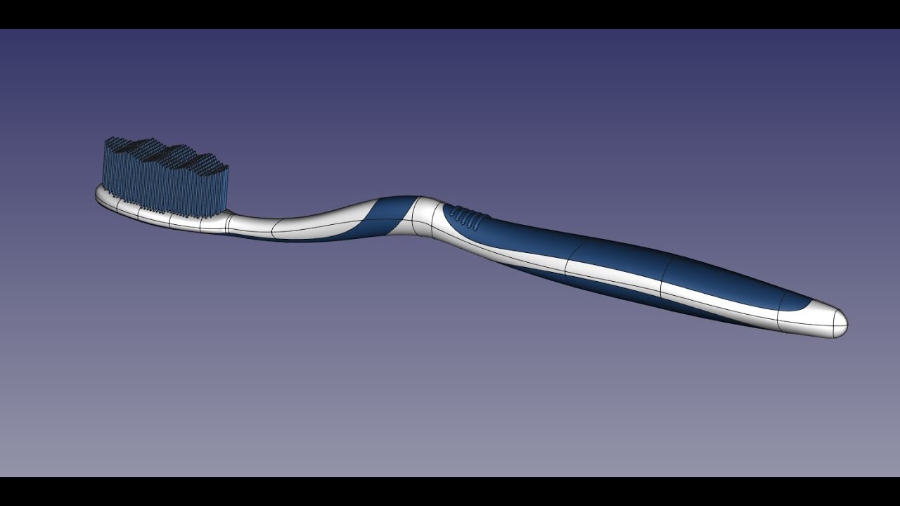 Cepillo dientes diseñado en FreeCad con Silk