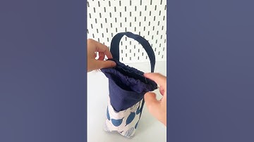 Túi vải có dây rút Xanh navy Lá dẹt đựng bình nước cho dân văn phòng, học sinh đi học đi chơi