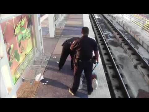 POLICE BRUTALITY - Psycho Houston Cops Caught Beating Homeless Man At Rail Station