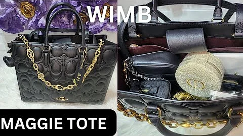 WHAT'S IN MY BAG COACH MAGGIE LARGE TOTE SIGNATURE EMBOSS LEATHER #coach #wimb