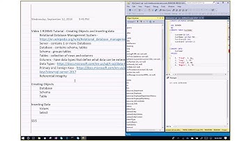 Video 1   Creating Objects and Inserting Data