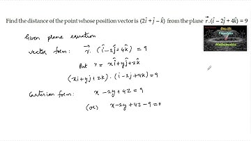 Find the distance of the point whose position vector is 2i+j-k from the plane r.(I-2j+4k)=9|CBSE|12