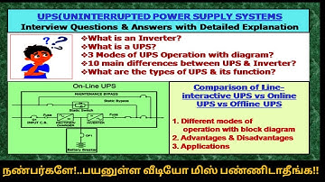 UPS interview questions & answers | Uninterrupted power supply systems #tamil