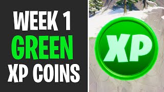 All Green XP Coins Locations WEEK 1 - Fortnite