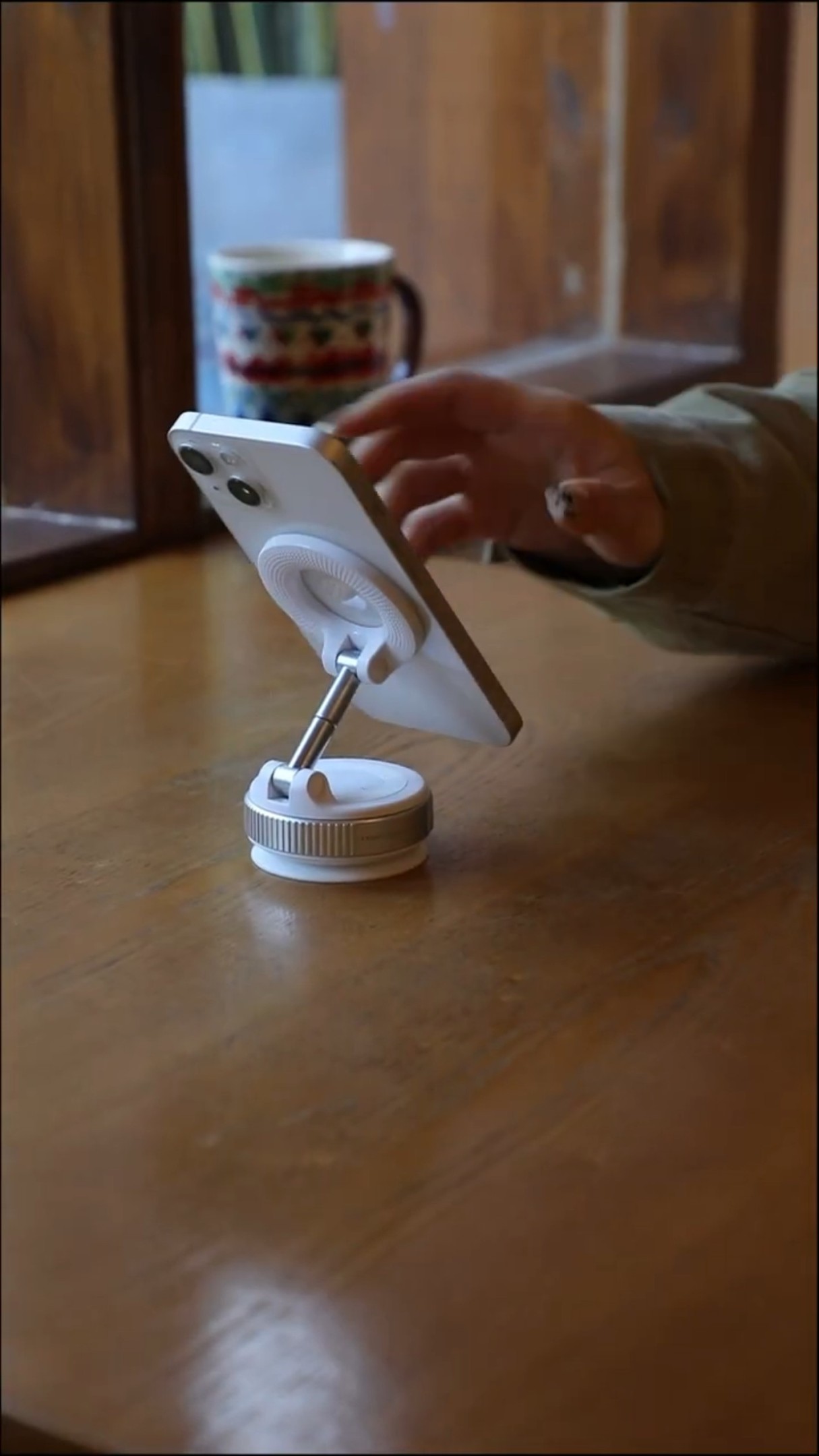 It is a desktop stand and a car stand. It can do two things in one! Mobile phone stand, desktop