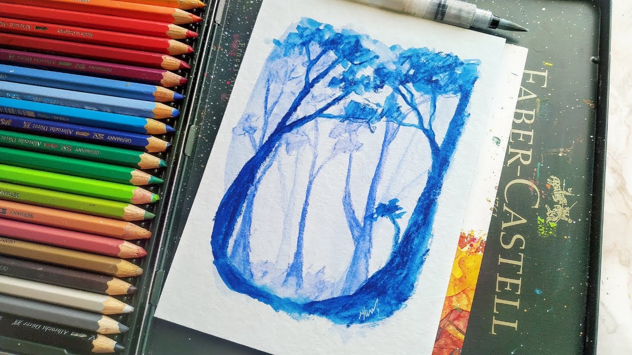 Watercolor pencil landscape tutorial for beginners YouTube