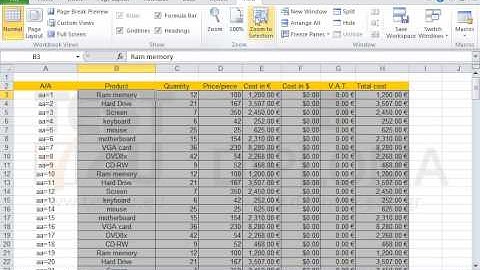Freeze panes in the active spreadsheet, so that the moving part of the worksheet extends from...