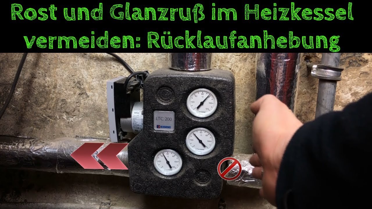 Rost und Glanzruß im Heizkessel mit Pufferspeicher vermeiden: Rücklaufanhebung (ESBE LTC 200)