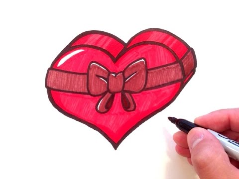 How to Draw a Heart with a Bow in 3D - YouTube