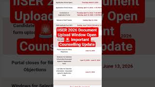 IISER 2026 Document Upload Window Open 🚨 Important Counselling Update