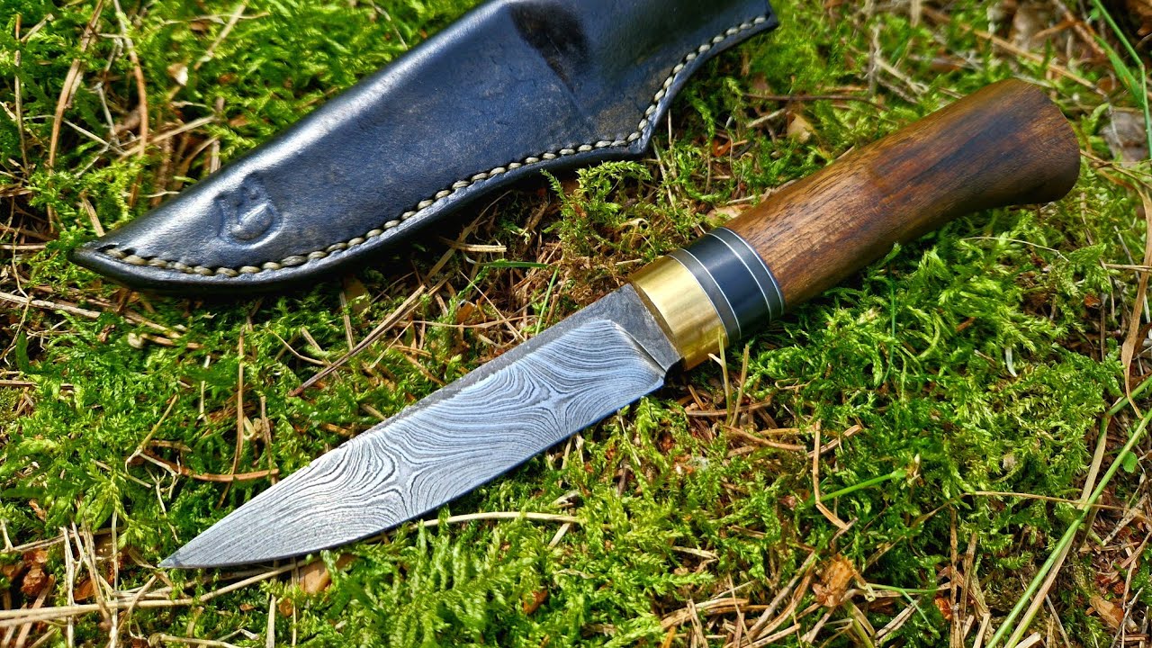 a Damascus Steel Knife With Leather Sheath YouTube