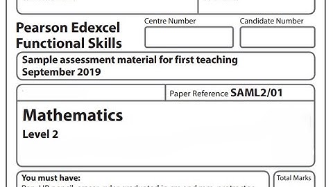 Functional Skills Maths L2 Sample Paper 1 Pearson Edexcel Reform (Complete)