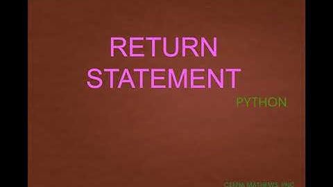 Return Statement in Python