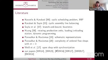 [Scheduling seminar] Sigrid Knust (Uni of Osnabrück) Synchronous flow shop scheduling problems