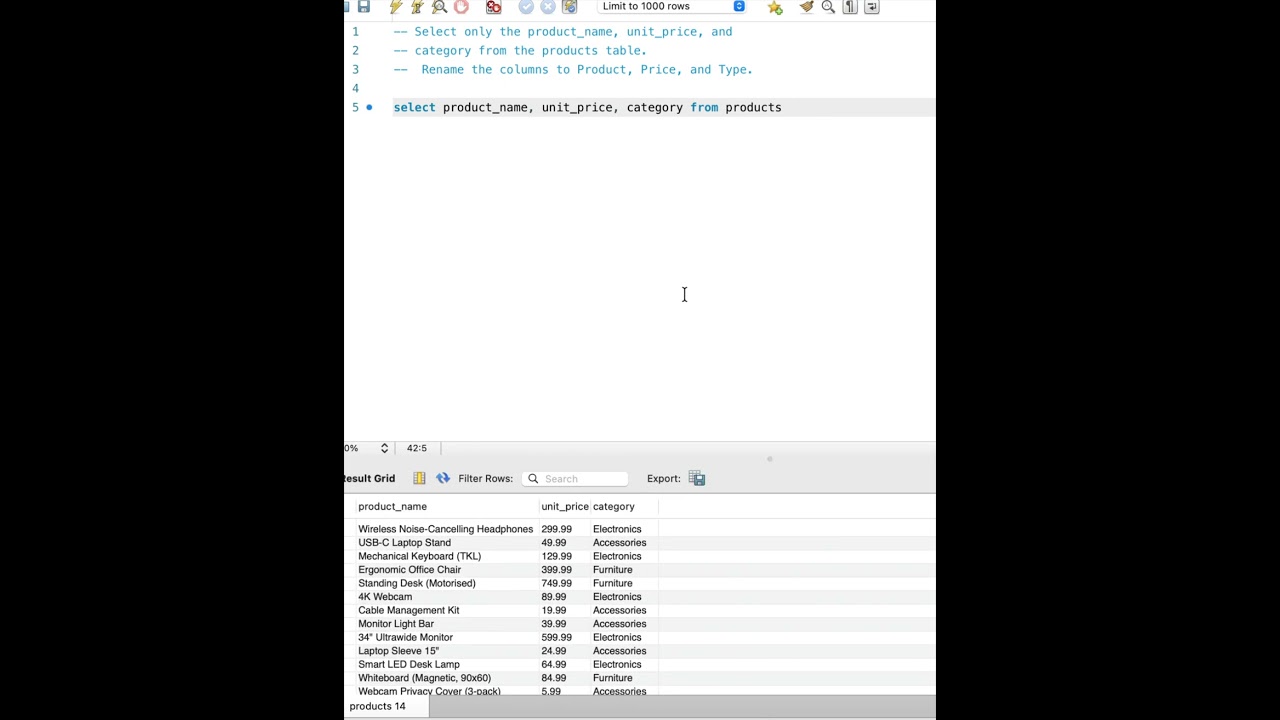 SQL SELECT STATEMENT – PRACTICE SET 1 Challenge Question #1 #sql #sqlchallenge 