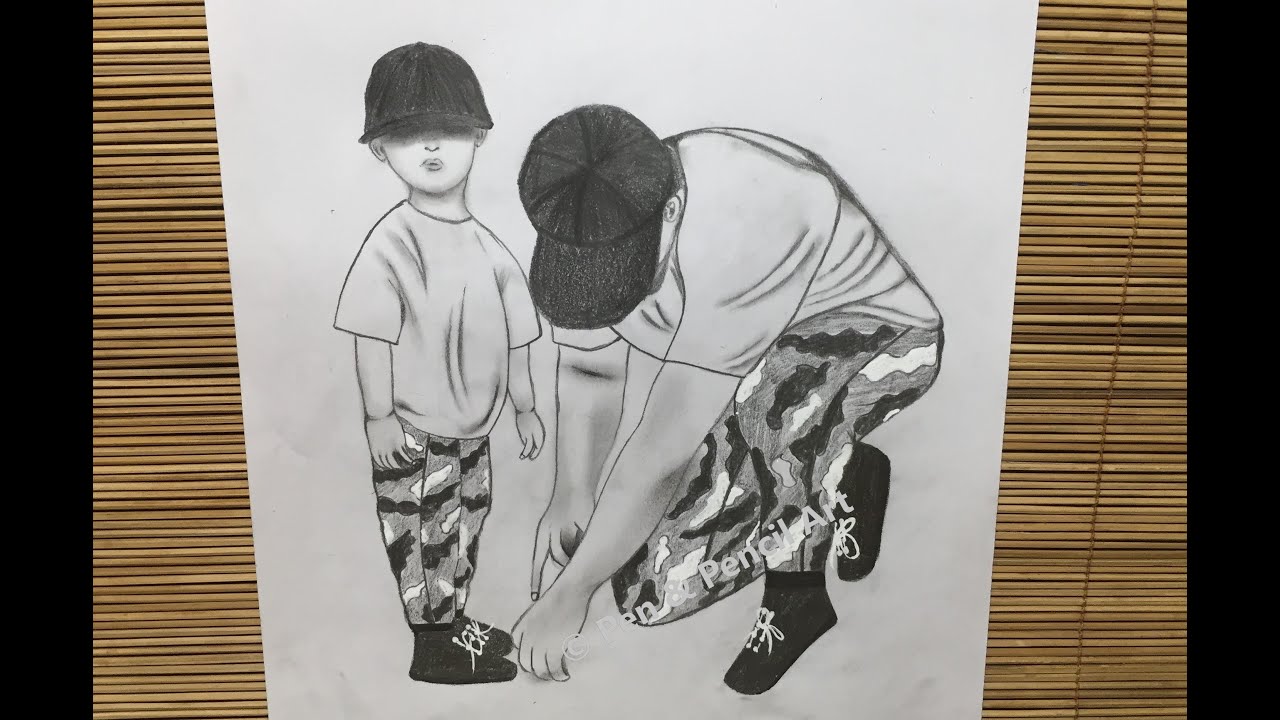 Father S Day Drawing Father And Son Pencil Sketch Step By Step Art Father S Day Drawings Father S Day Drawing Drawings