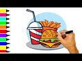 How to draw fast food  junk food drawing step by step