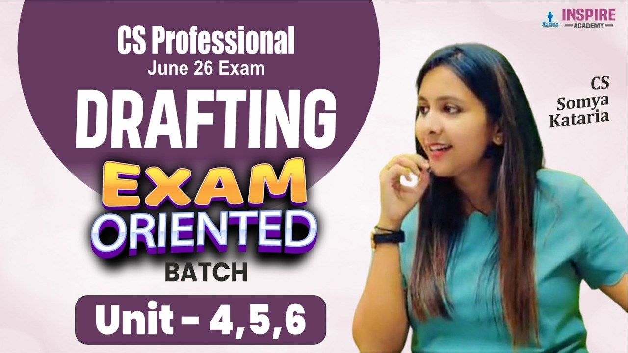 CS Professional Drafting Lec 2 | Exam Oriented Batch | June 2026 | CS ...
