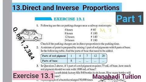 class8 maths |Chapter 13|🤷‍♂️Direct and inverse Proportions| 🙋‍♀️Exercise13.1| Q.no 1,2,3&4 |part 1|