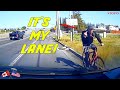 Wrong way cyclist is mad at oncoming traffic