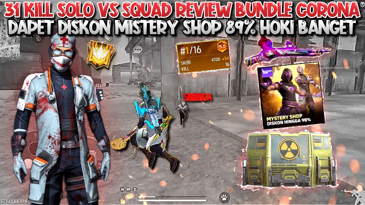 31 KILL SOLO VS SQUAD REVIEW BUNDLE CORONA!! DAPET DISKON MISTERY SHOP ...