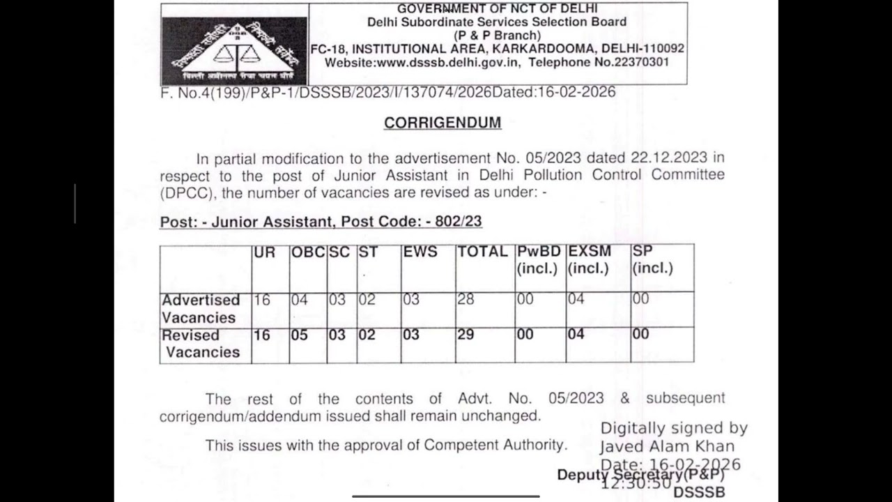 Dsssb das grade4 (LDC), 802/23 (OBC) vacancy increased notice. #shorts #viral #dsssb #ldc #ytshorts 