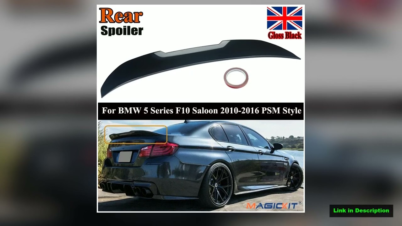 MagicKit FOR BMW 5 SERIES F10 M5 PSM STYLE GLOSS BLACK REAR BOOT TRUNK SPOILER WING 1016 New 2025 V