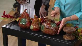 3-piece Patchwork Ceramic Pumpkins on QVC