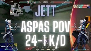 MIBR aspas POV Jett on Lotus 24-1 K/D (VALORANT Pro POV)