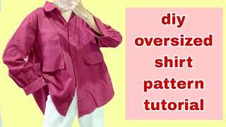 Tutorial pola kemeja oversize part 1 || oversized shirt pattern
