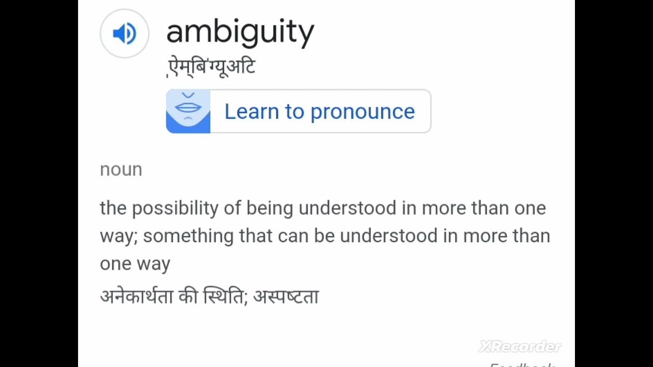 Meaning of ambiguity english and hindi meaning youtube