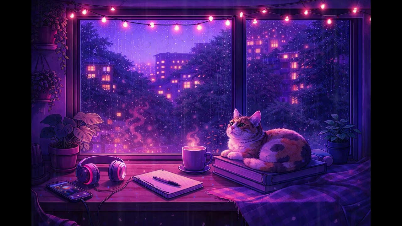 Rainy Night with My Cat | Cozy Lofi