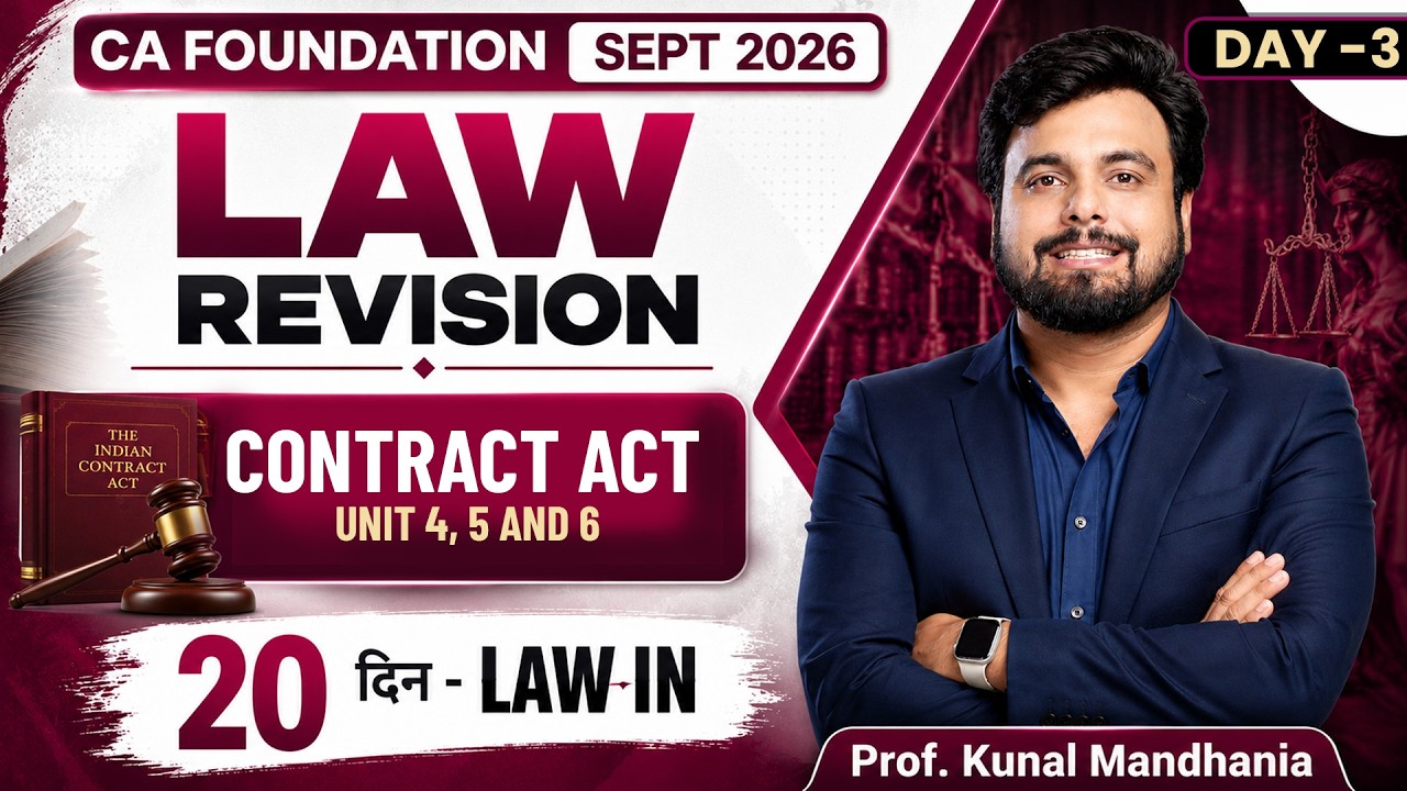 Indian Contract Act (Unit 4, 5 & 6) | CA Foundation Law Revision | Sept 2026 | Prof. Kunal Mandhania