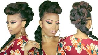 FAUX BRAIDED MOHAWK | BRAIDED FAUX HAWK | HOW TO NO CORNROWS 4C NATURAL HAIRSTYLES | tastePINK