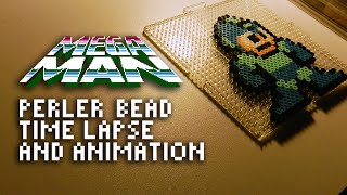 Mega Man Perler Bead Pixel Art Time Lapse and Animation by PXLFLX ft. EliteFerrex