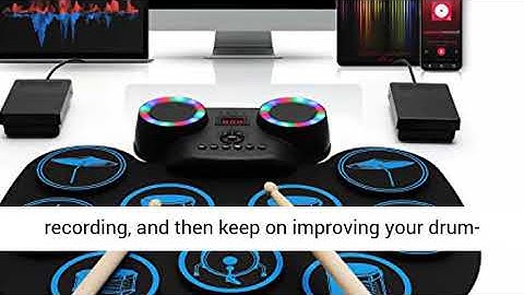 Electronic Drum Set, Portable Roll Up Drum Practice Pad, 9 Pad Digital Drum Kit, Built in Dual Stere