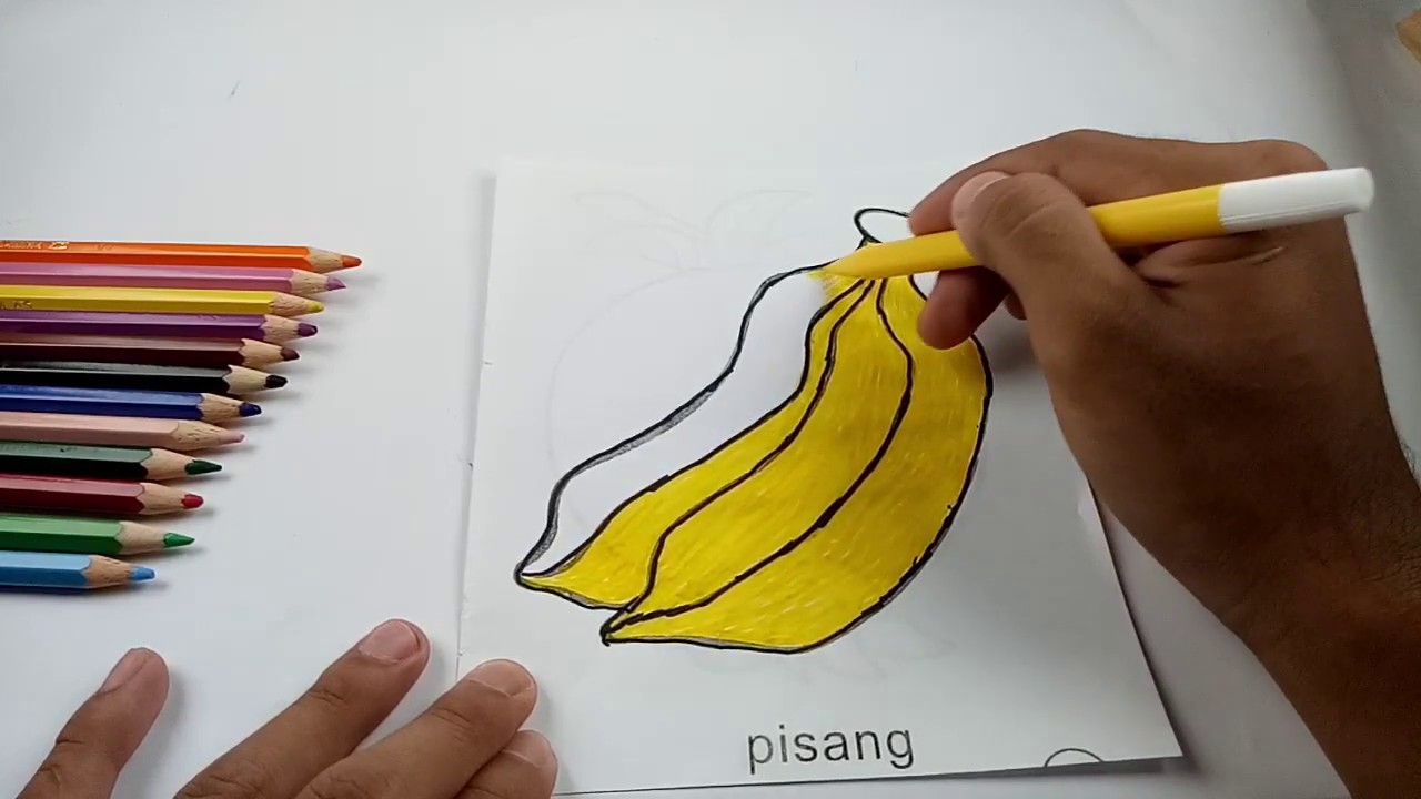  Cara  Menggambar  dan Mewarnai Buah  Pisang  Untuk Anak Anak 