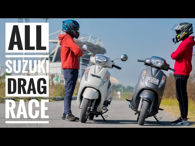 BS6 Suzuki Access 125 Vs BS4 Access 125  Drag Race | Shocking result | Old vs New race class=
