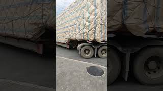 22.5Meter Long Full Loaded Semitrailer Truck Turning Left On The Urban Road Crossing !