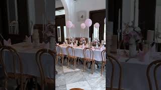 Simple Birthday Decoration in Pink and White theme for a small group dinner