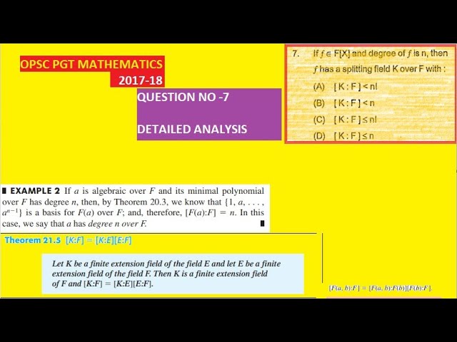 OPSC PGT MATHEMATICS PREVIOUS YEAR QUESTION|| QUESTION NO- 7 || RING THEORY|| 2017-18