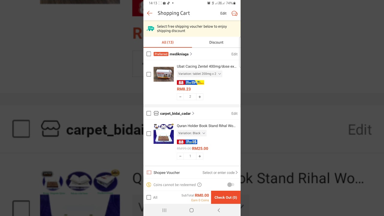 cannot place order on shopee reason DOES NOT MEET VOUCHER T&C