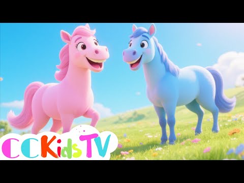Pink & Blue Horses Song for Kids | Fun Galloping Animal Song | Fun Horse Song | CC Kids TV