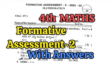 4th Class FA-2 MATHS 💯💯Full Question Paper with Answer Key🗝️(previous year) | 4th 💯Fa2 MATHS key🗝️