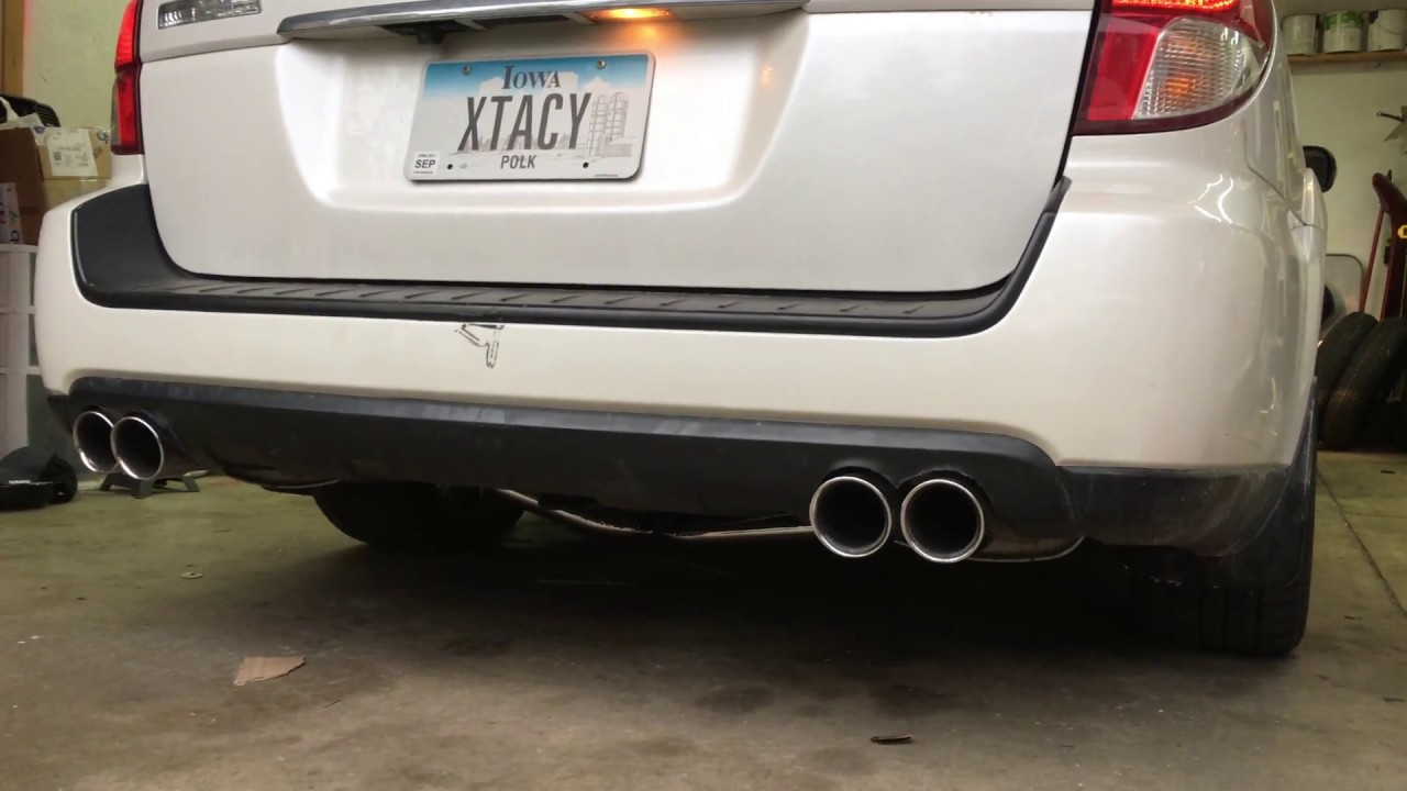 08 Outback XT Sti mufflers; catless; idle & rev - YouTube