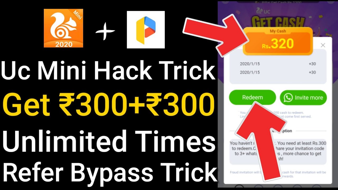Uc mini Fully Live Trick to Get ₹300+₹300 Paytm Cash Unlimited Refer Bypass Trick.