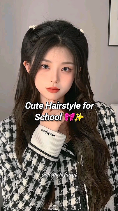 Cute hairstyle for school 🎀✨️ #aesthetic #cute #school #hairstyles #trending#viral#shorts#subscribe