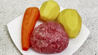 Ich nehme Hackfleisch, 2 Kartoffeln und Karotten und bekomme ein leckeres Abendessen/Rezept #12