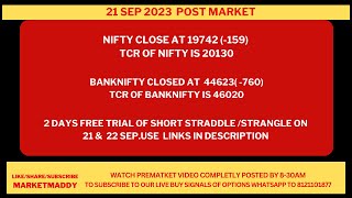 POST MARKET ANALYSIS OF NIFTY,BANKNIFTY.ANALYSIS OF SHORT STRADDLE/STRANGLE TRAIL  GIVEN  TODAY
